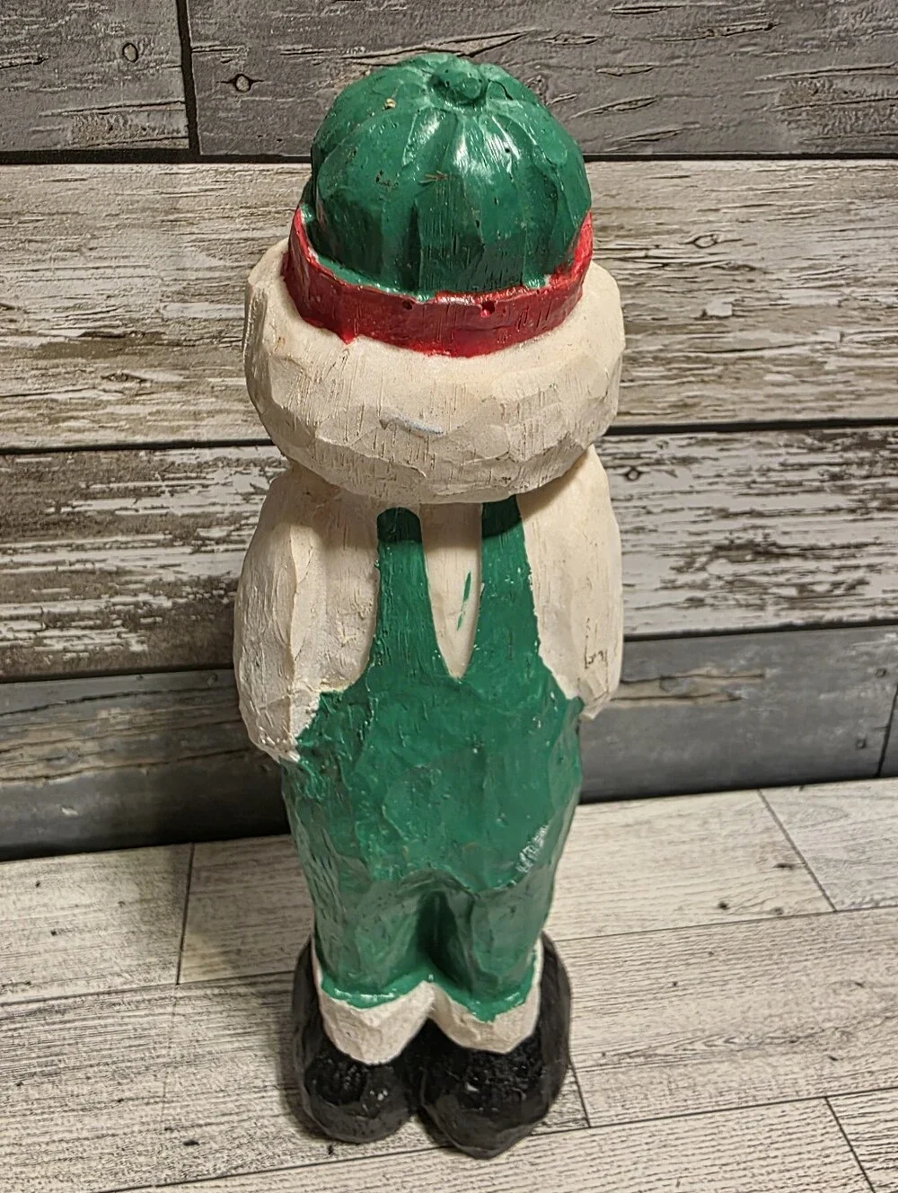 Festive Green Wood Santa Figurine Holiday Decor